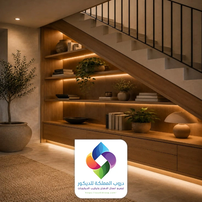 ديكور خشب تحت الدرج مكة